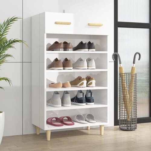 VidaXL Ormarić za cipele sjajni bijeli 60x35x105 cm konstruirano drvo Slike