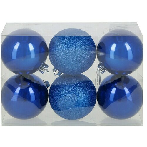  božićne kuglice (plava, plastika, promjer: 8 cm, 6 kom.) Slike