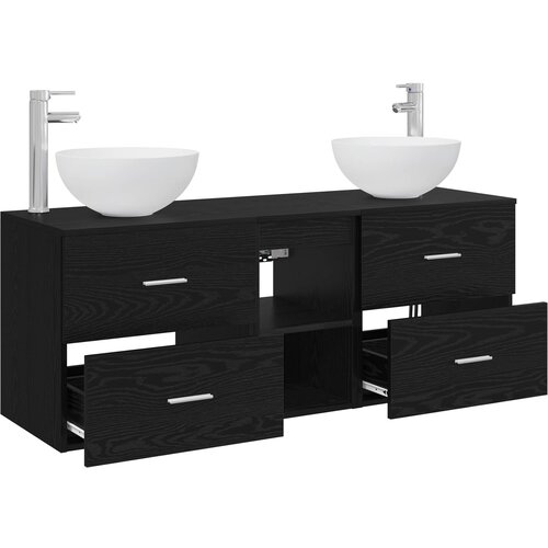  Set ormarića za kupaonicu 3 kom. Crni hrast 49,5 x 41 x 64,5 cm Slike