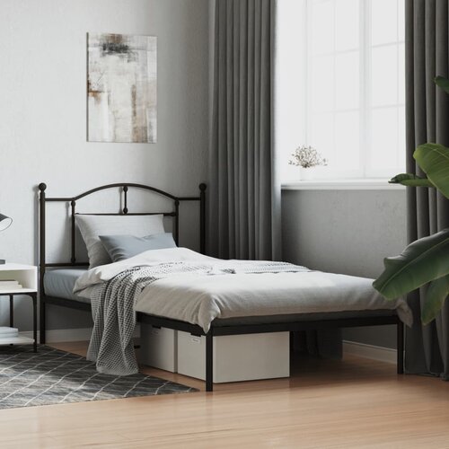 vidaXL metalni okvir za krevet s uzglavljem crni 100x200 cm Cene