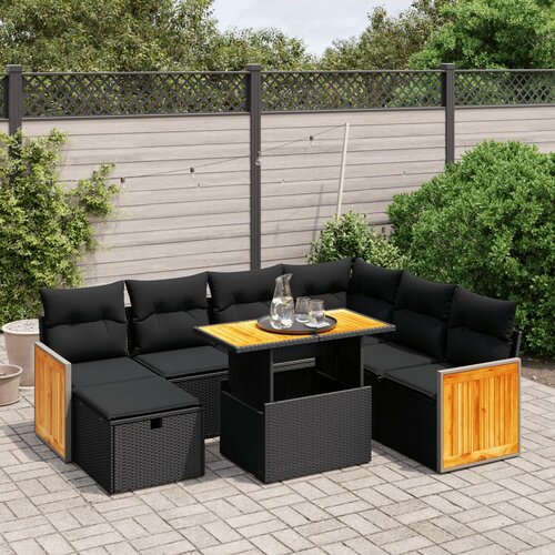 VidaXL 8-dijelni set vrtnih sofa od poliratana s jastucima crni Slike