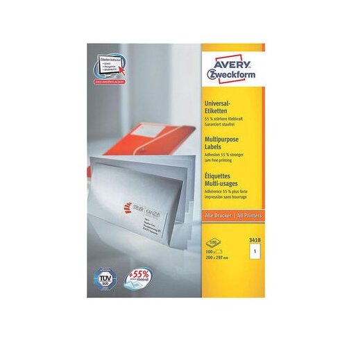 Avery Zweckform Univerzalne etikete 200 x 297 mm, 100/1 Slike