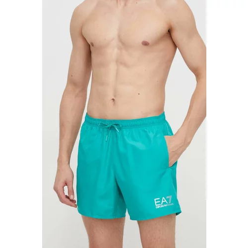 Ea7 Emporio Armani Kopalne kratke hlače zelena barva