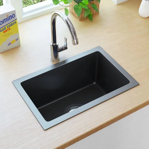 vidaXL Ručno rađeni kuhinjski sudoper s cjedilom crni nehrđajući čelik