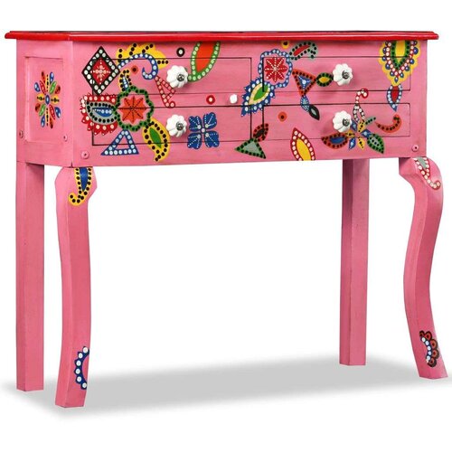  Konzolna mizica iz masivnega mangovega lesa roza ročno barvana, (21272854) Cene