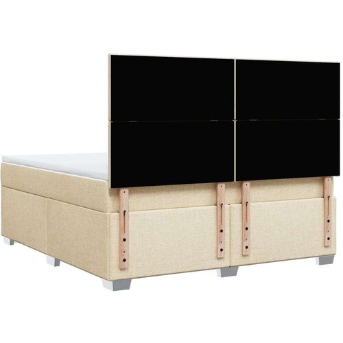 VidaXL Krevet s oprugama i madracem krem 180x200 cm od tkanine Slike