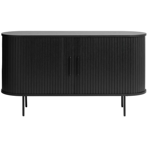 Unique Furniture Crna niska komoda u dekoru hrasta 140x76 cm Nola - Cijene