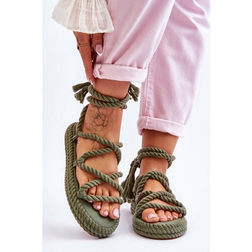 Kesi knotted sandals on a massive platform green can't wait Cene