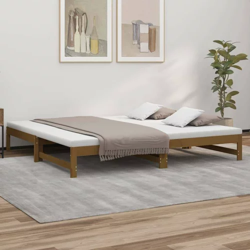  Izvlečna dnevna postelja medeno rjava 2x(80x200) cm borovina, (20724411)