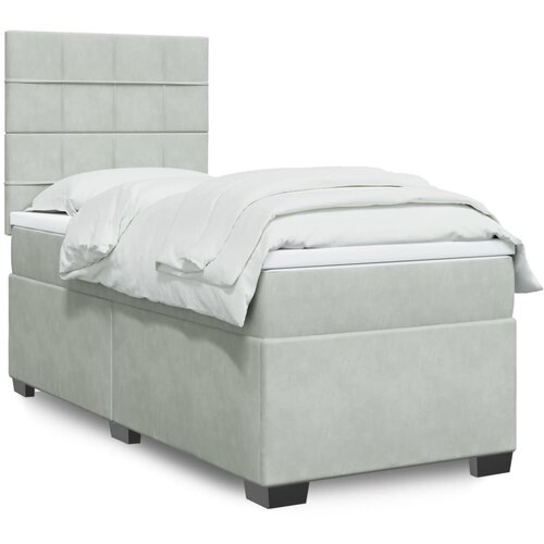 The Living Store Box spring postelja z vzmetnico svetlo siva 100x200 cm žamet - Box Spring Postelja, (21428100) Slike