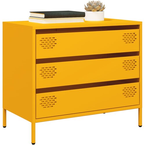 VidaXL Komoda gorčično rumena 68x39x58,5 cm hladno valjano jeklo Slike