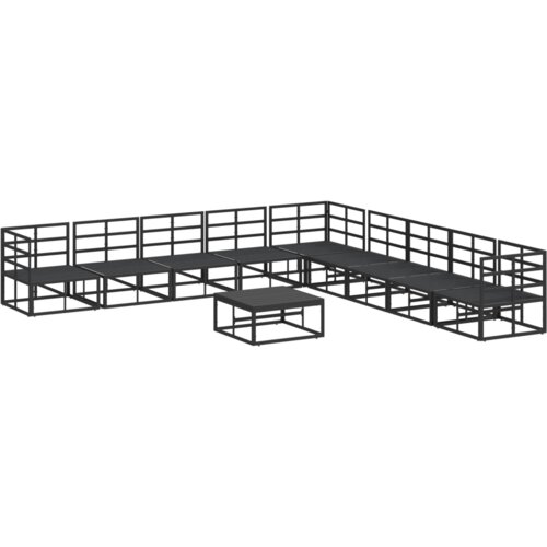 VidaXL Vrtna sedežna garnitura 10 pcs Črna 70 x 70 x 32 cm Aluminij Slike
