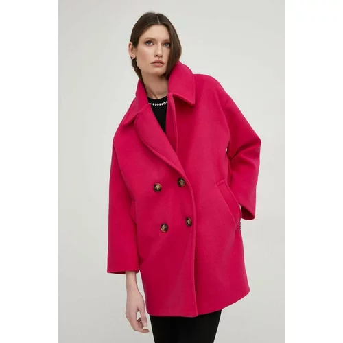 Answear Lab Vuneni kaput boja: ružičasta, za prijelazno razdoblje, kopčanje u dva reda