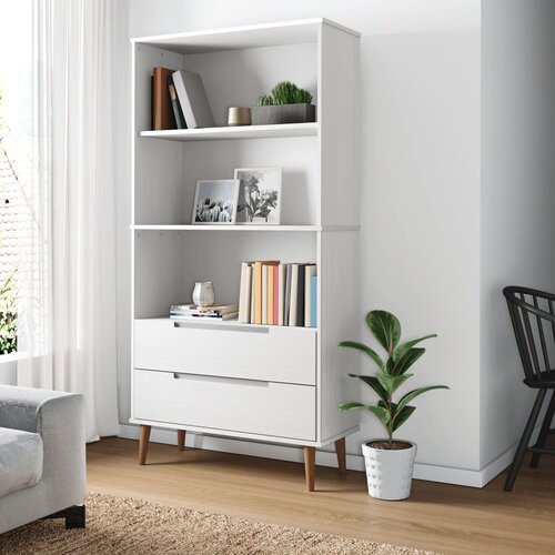 vidaXL Knjižna omara bela 85x35x170,5 cm trdna borovina Cene
