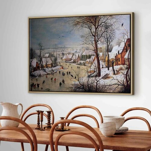  Slika - Pieter Bruegel the Elder &amp;ndash; Winter Landscape with Birdtrap 90x60 U prirodnom drvenom okviru Slike