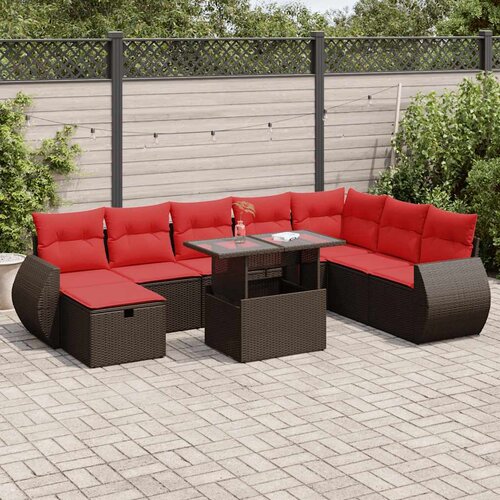 vidaXL 9-dijelni set vrtnih sofa s jastucima crni od poliratana bagrem Cijene