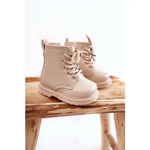 FR1 Children's Leather Boots With Zipper Beige Omua Cene