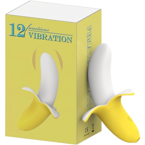 Lonelyi Lonely - vodoodporen vibrator z banano, ki ga je mogoče ponovno napolniti (rumeno-bel) Slike