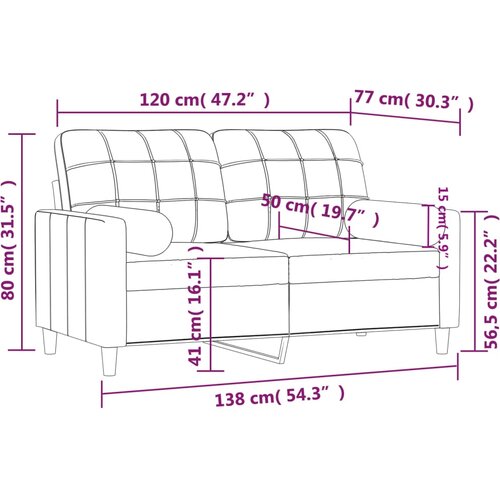  Dvosjed s ukrasnim jastucima krem 120 cm od tkanine Slike
