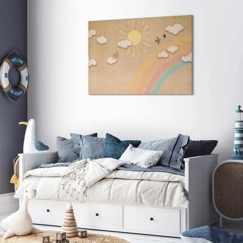  Slika - Holiday Sky - Sunny Day with a Rainbow and Flying Birds 30x20 Standard Slike