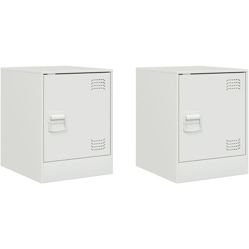Maison Chic Dvo delni komplet Nočne omarice - Nočne mize bela 34,5x39x44 cm jeklo, (21689059) Slike