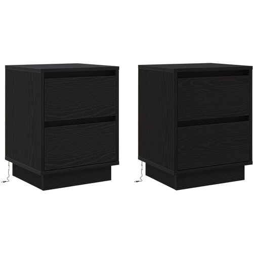 vidaXL nočne omarice z LED lučmi 2 kosa Črne 39x34.5x50 cm, (22090169) Cene