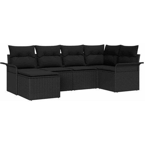  Sjedeća garnitura za vrt 6 kom. Crna poliratan 242,5 x 132,5 x 69 cm Slike