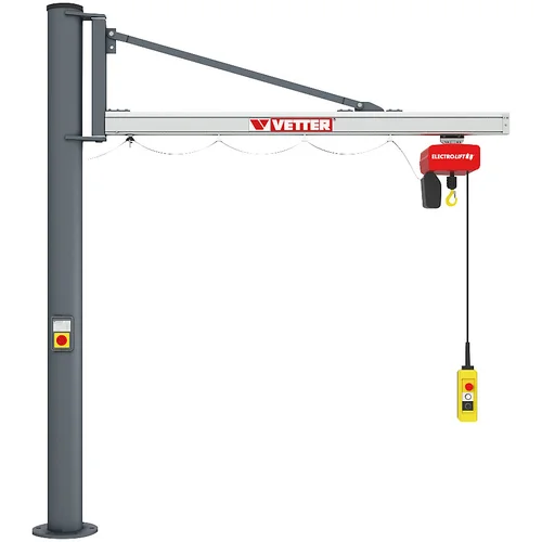 Vetter Stebrni vrtljivi žerjav UNILIFT US, z električnim verižnim dvigalom BL, nosilnost 250 kg, doseg 2,9 m