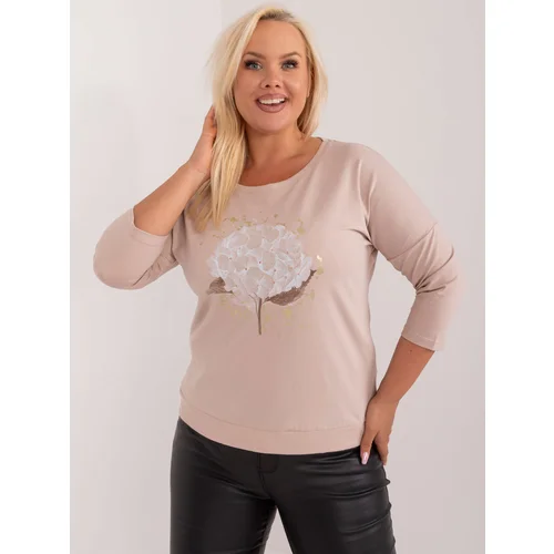 Fashion Hunters Beige casual blouse plus size