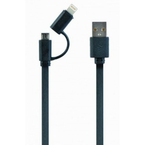 Gembird CC-USB2-AMLM2-1M USB charging combo cable iPhones 8-pin + Micro USB, black, 1 m kabal Slike