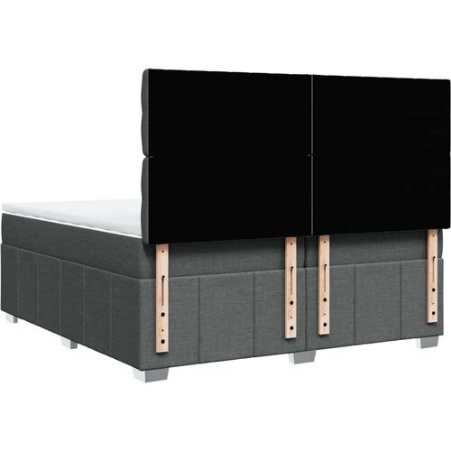 VidaXL Krevet s oprugama i madracem tamnosivi 200 x 200 cm od tkanine Slike