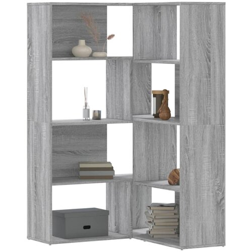 VidaXL Kotna knjižna omara 4-nadstropna siva sonoma 85x85x140 cm Slike