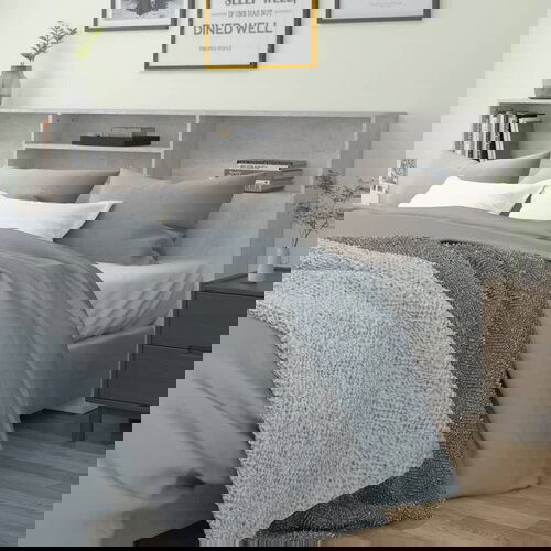 VidaXL Uzglavlje s ormarićem siva boja betona 220 x 19 x 103,5 cm Slike