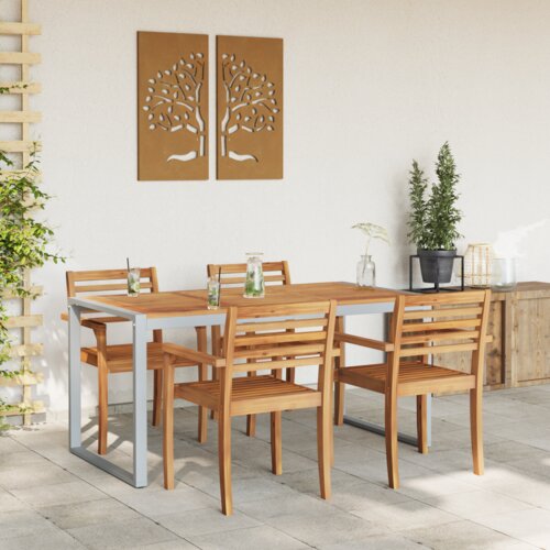 vidaXL zunanja jedilna miza siva 160x80x75 cm jeklo in trden akacijev les Cene