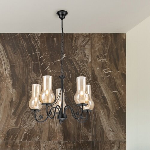  Brilagi - LED luster na lancu COTTAGE 5xE14/40W/230V crna/smeđa Slike
