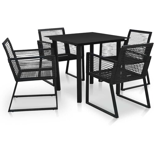  5-dijelni vrtni blagovaonski set od PVC ratana crni Cijene