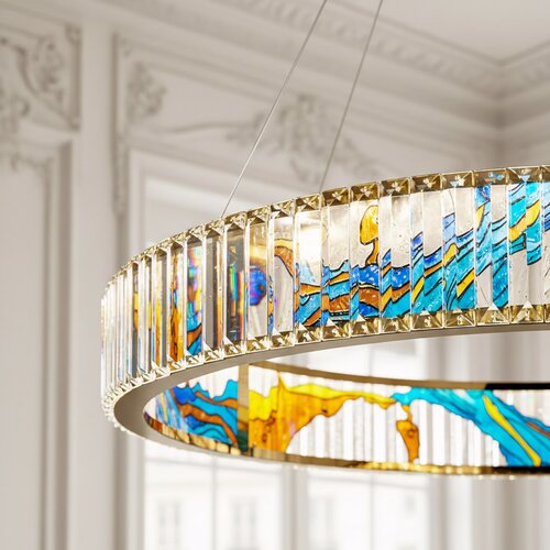 Toolight LED Viseća Lampa s Kristalima - Zlatna Slike