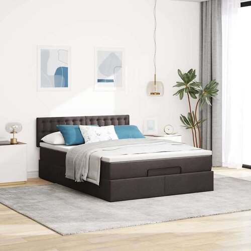VidaXL otomanski okvir kreveta s madraca tamnosmeđi 140x200cm tkanine Slike