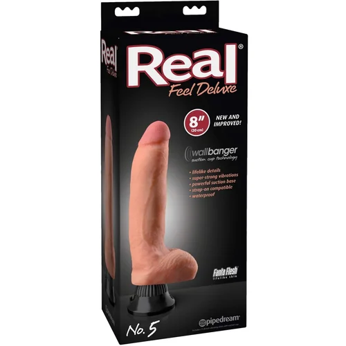 Real Feel Deluxe No.5 - testikularni, realistični vibrator (prirodni)