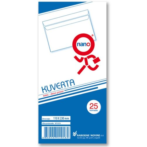NANO Kuverte 110x230 mm ABT PD latex, bijela, 25/1 Slike