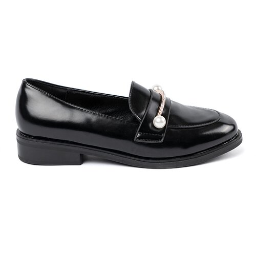 SEASTAR Black lacquered loafers with pearls Cene