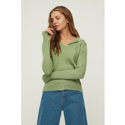 Trendyol Mint Sleeve End Detailed Polo Neck Knitwear Sweater Slike