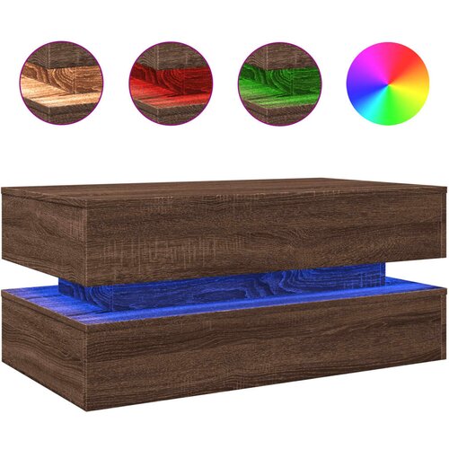 Maison Chic Klubska mizica - kavna mizica - Nizka mizica z LED lučkami rjavi hrast 90x50x40 cm, (21752313) Cene