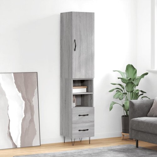 vidaXL Visoka komoda siva sonome 34 5x34x180 cm od konstruiranog drva Cijene