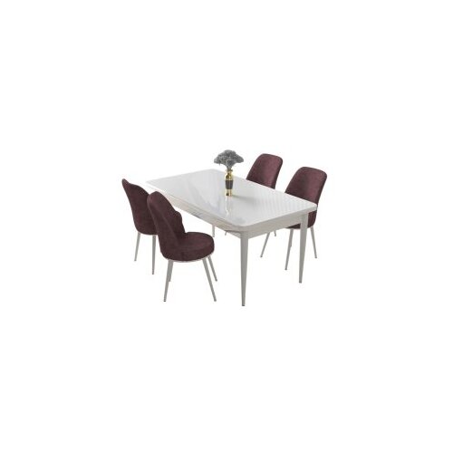 Hanah home nil - white, dusty rose whitedusty rose dining table &amp;amp; chairs set (5 pieces) Slike