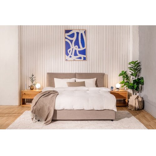 Bonami Selection Sivorjava oblazinjena zakonska postelja s prostorom za shranjevanje z letvenim dnom 160x200 cm Myra Pillow &amp;ndash; Slike