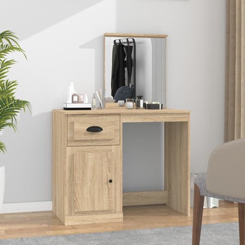 vidaXL Toaletna mizica z ogledalom sonoma hrast 90x50x132,5cm inž. les Cene
