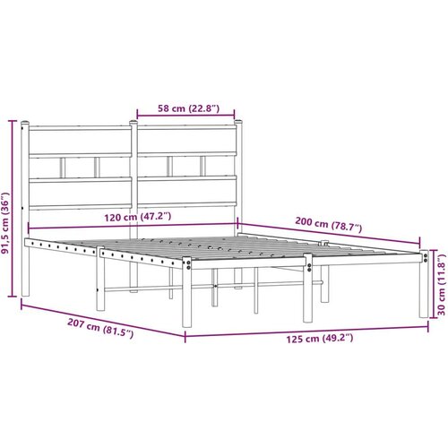 VidaXL Metalni okvir kreveta bez madraca boja hrasta 120x200 cm Slike