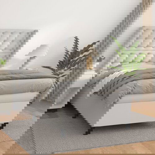 The Living Store Box spring postelja z vzmetnico bela 90x200 cm umetno usnje - Box Spring Postelja, (21515597) Slike
