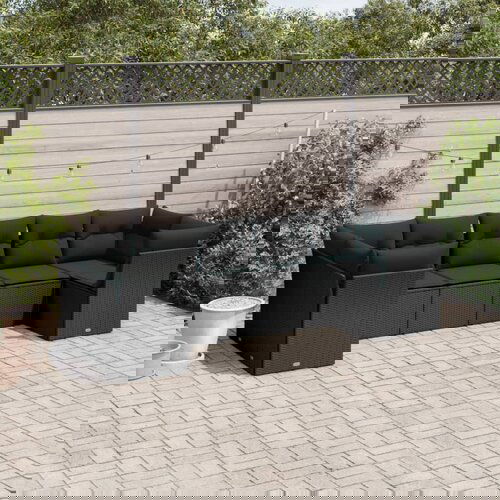 vidaXL 7-dijelni set vrtnih sofa od poliratana s jastucima crni Cene